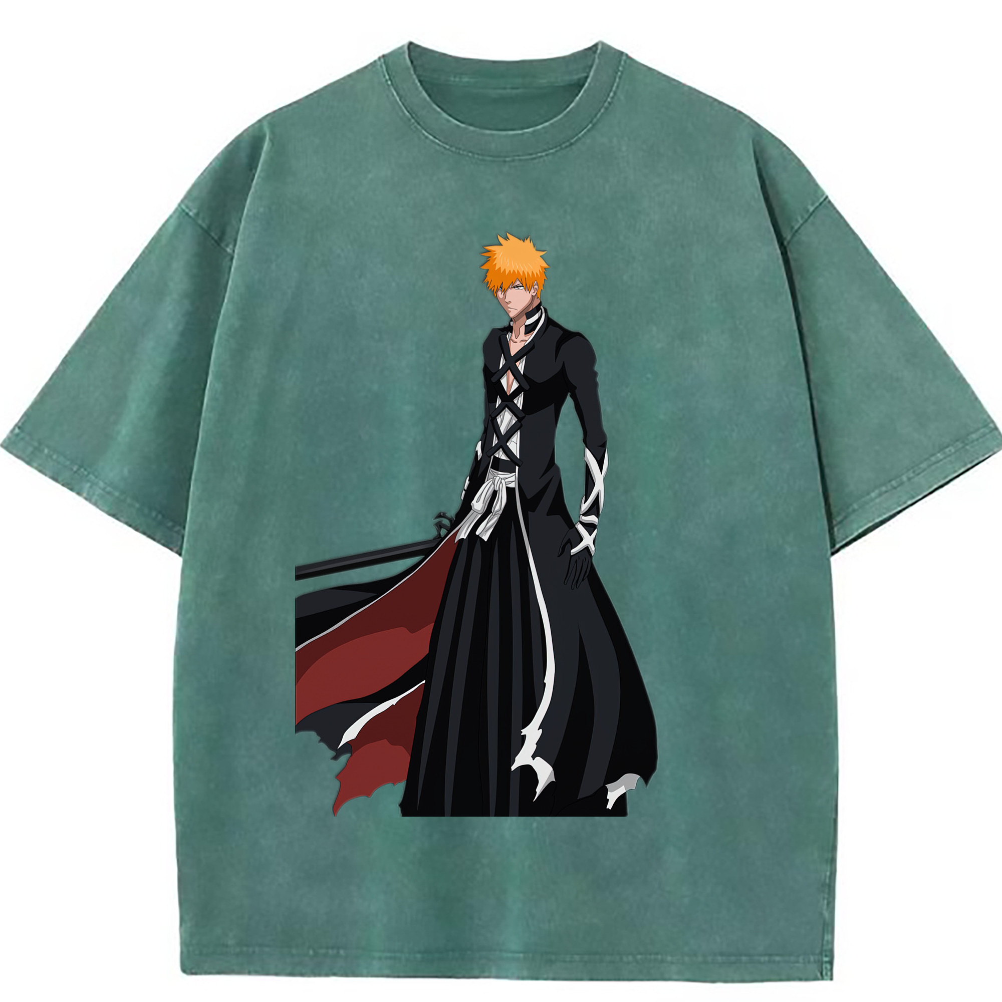（画像用） ブリーチ 黒崎一護（くろさき いちご）BLEACH Kurosaki Ichigo 綿100% ヴィンテージ風 半袖Tシャツ（フロントプリント）